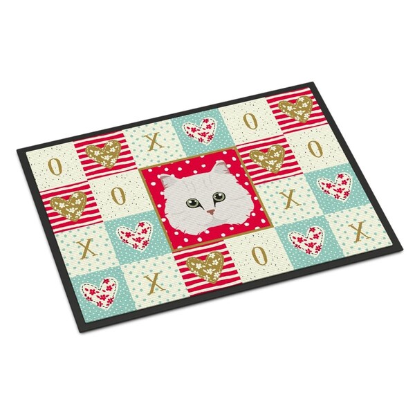 Carolines Treasures 18 x 27 in. Chinchilla Persian Longhair Cat Love Indoor or Outdoor Mat CK5103MAT - main